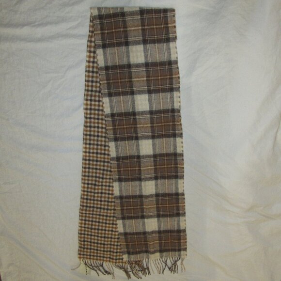 NWT Royal Speyside Made in Scotland 100% Wool Tan Brown Plaid Scarf 10" x 72" - Picture 1 of 4